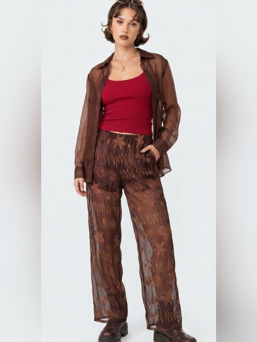 VIntage 90s Victoria's Secret Gold Label M Sheer Chocolate Brown Pant Whimsygoth